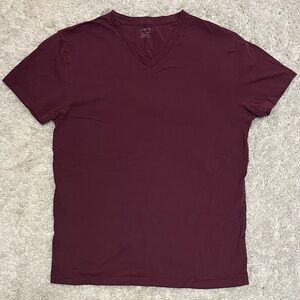 J. Crew Men's Burgundy V-Neck Tee